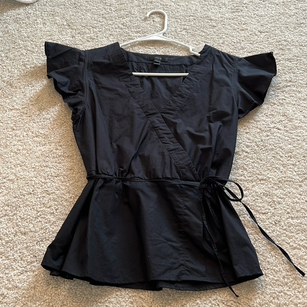 J Crew belted flutter sleeve top